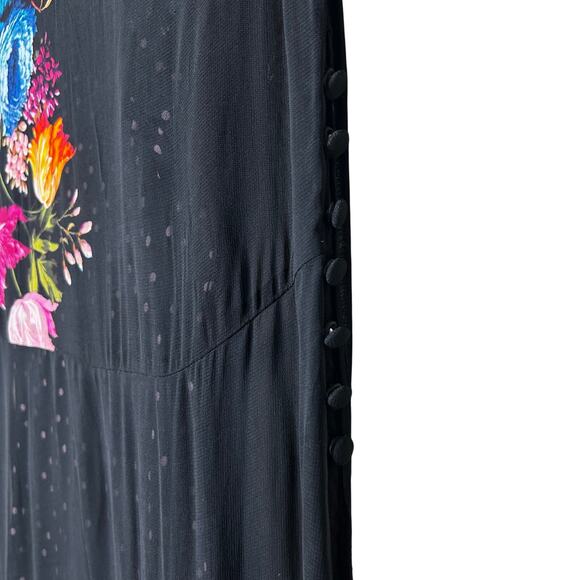 Anthropologie Dress Layered Sleeveless Size SP Sheer Strappy Floral Black - Picture 7 of 12